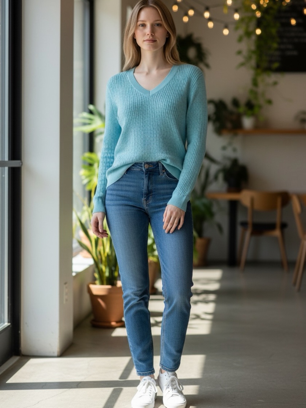 Lilly Pulitzer Light Blue Cable Knit V-Neck Sweater Women’s Size M